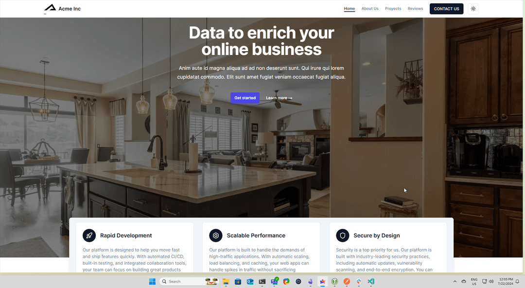 Bussiness landing page